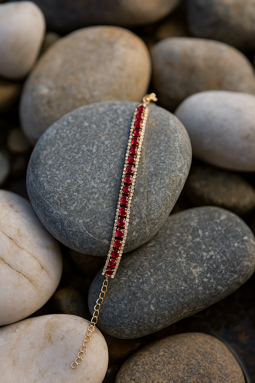 Red stone bracelet (stainless steel)