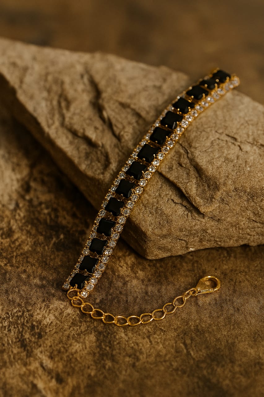 Black stone bracelet (stainless steel)