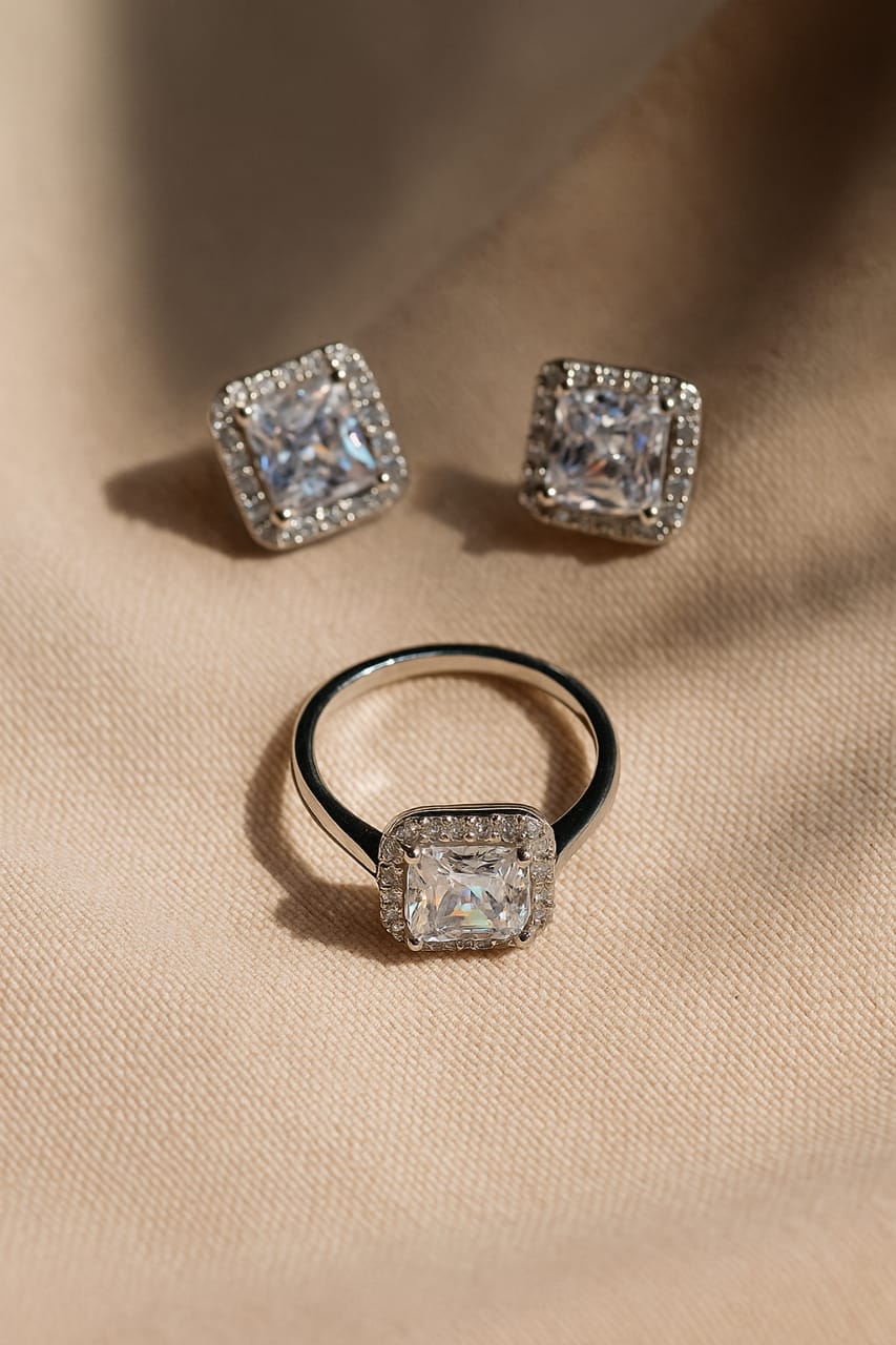 Crystal Majesty Set(Adjustable Ring, earrings)