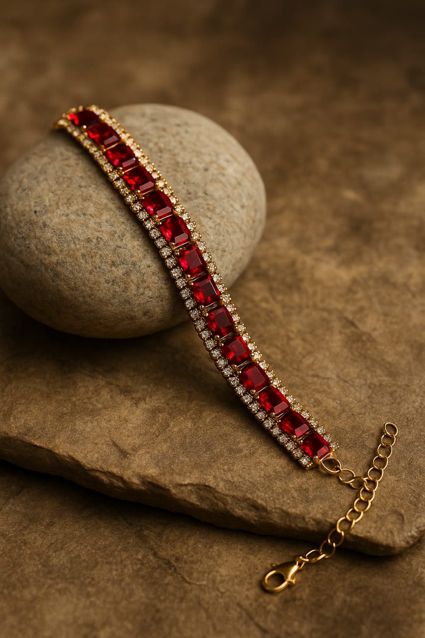 Red stone bracelet (stainless steel)