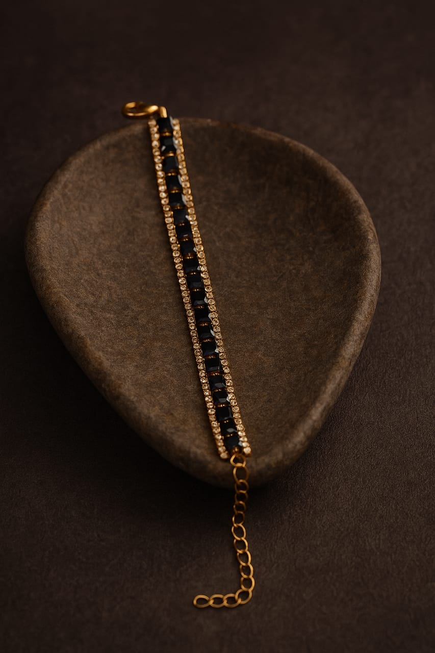 Black stone bracelet (stainless steel)