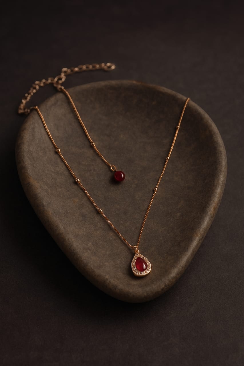 red stone neckless (stainless steel)