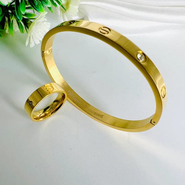 Cartier Diamond Love Bracelet And Ring Set.